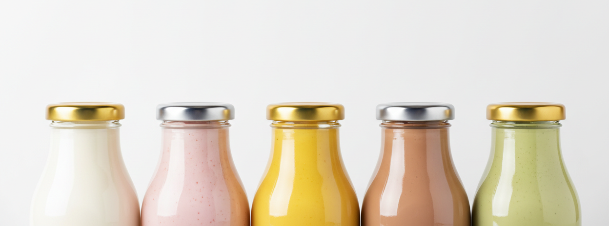 variedad de botellas para lacteos