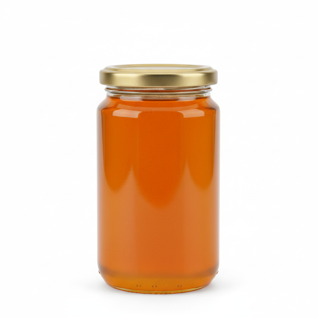 Envase con miel y tapa