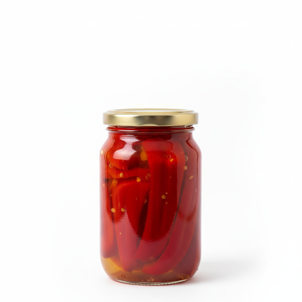 Envase con pimientos y tapa