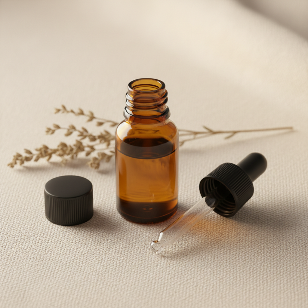 Frasco con aceite lino