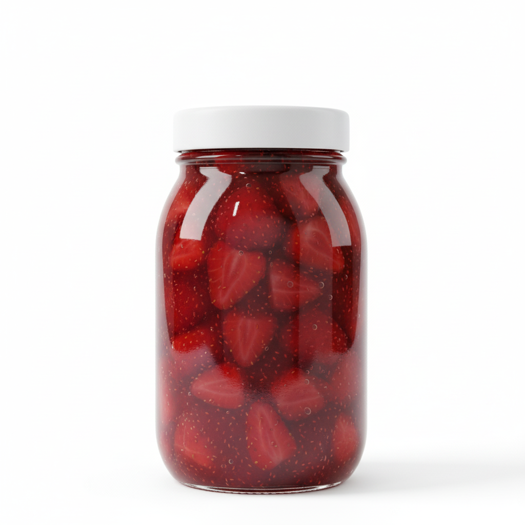 Frasco 500ml con tapa de rosca blanca y mermelada