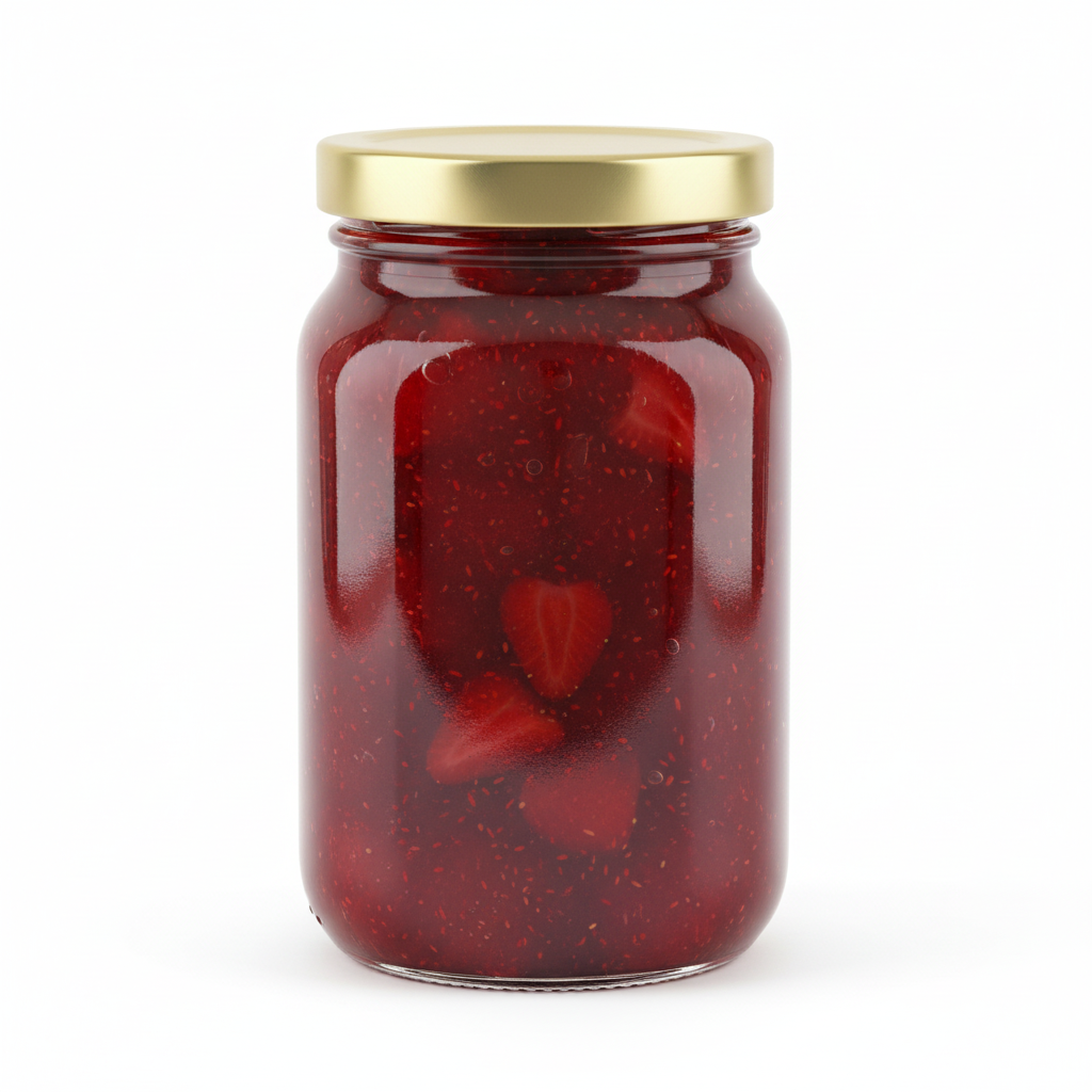 Frasco 500ml con tapa Twist Off dorada y mermelada
