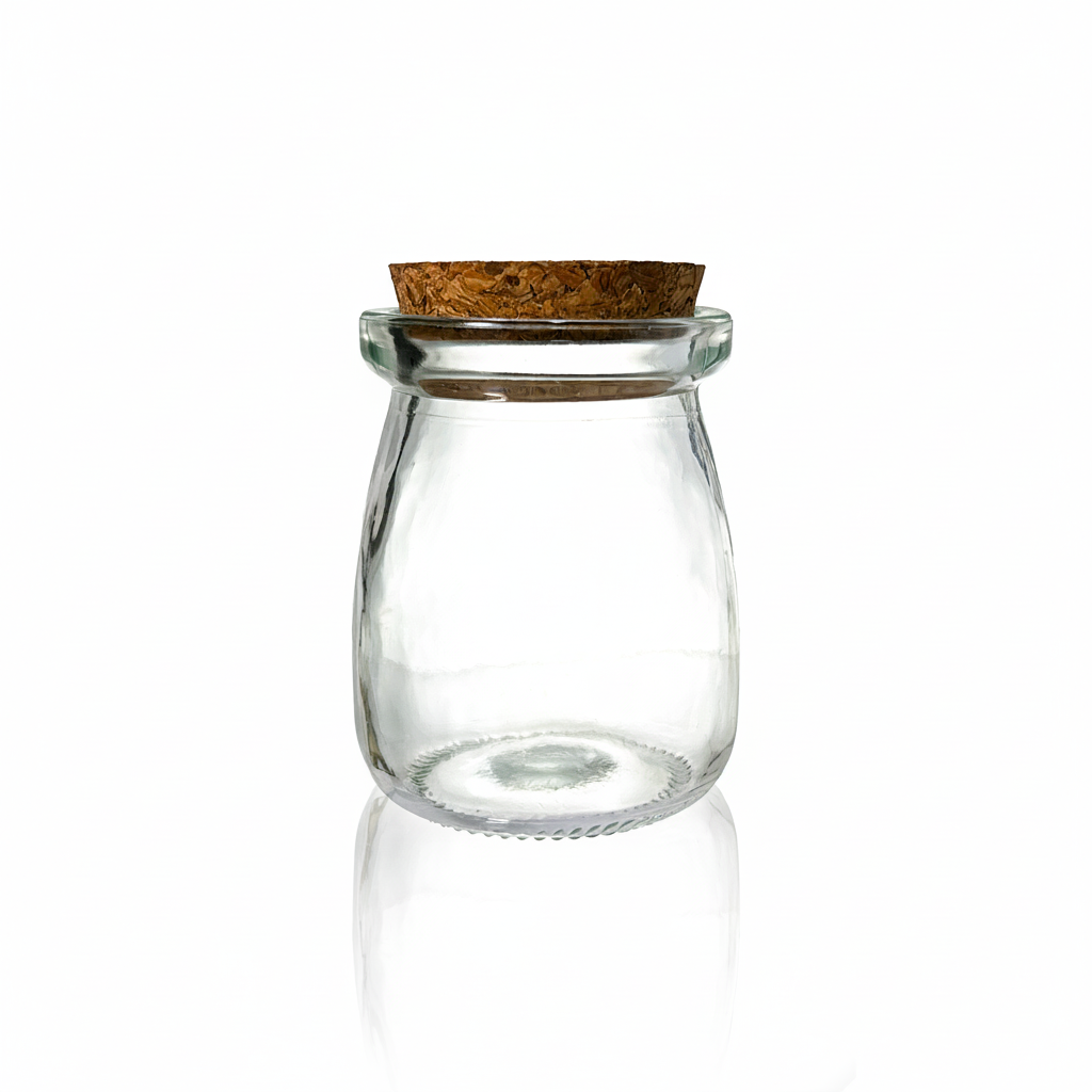 Envase de vidrio transparente 100ml sellado con corcho B.56