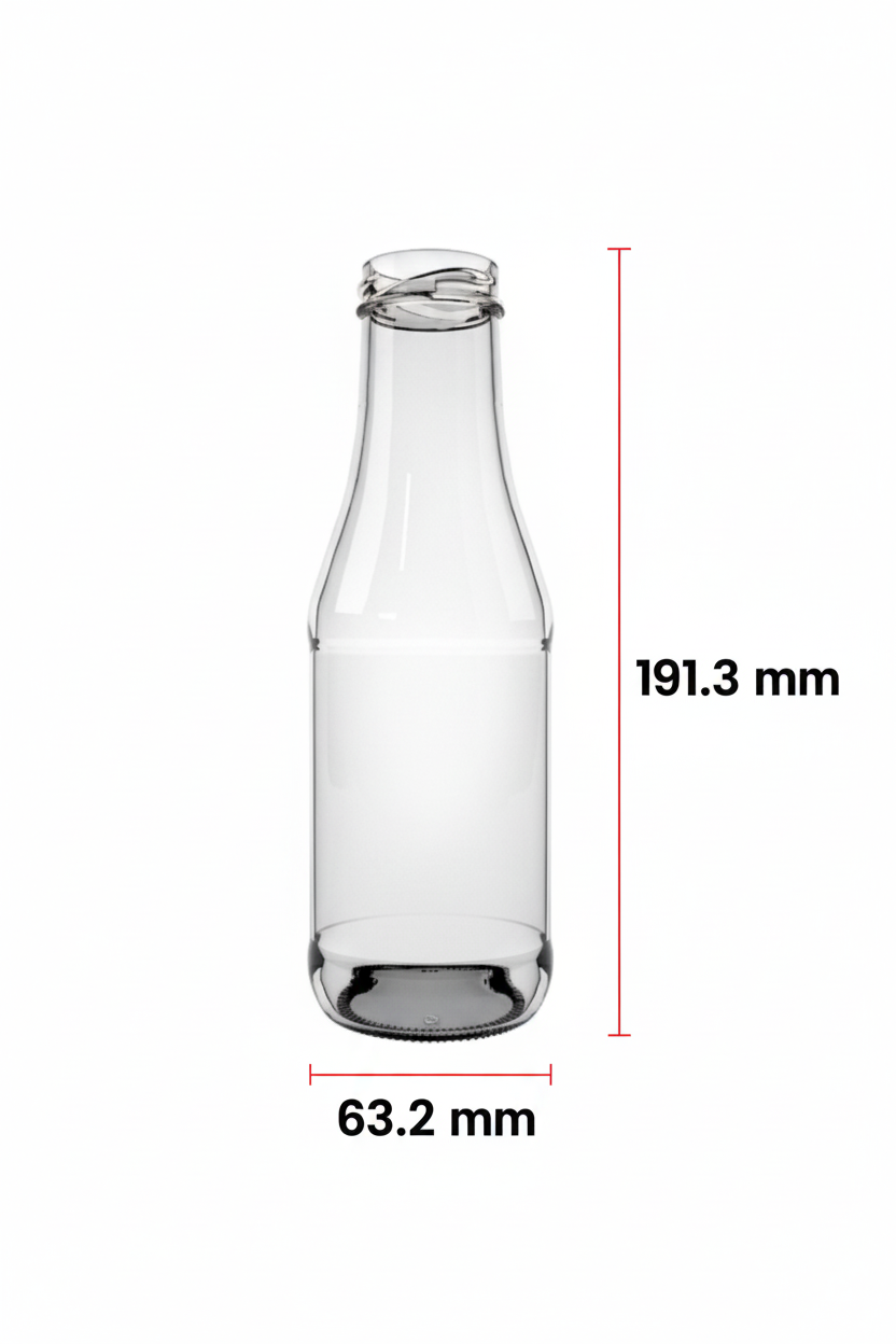 Dimensiones de la botella: 191.3mm de alto x 63.2mm de diámetro