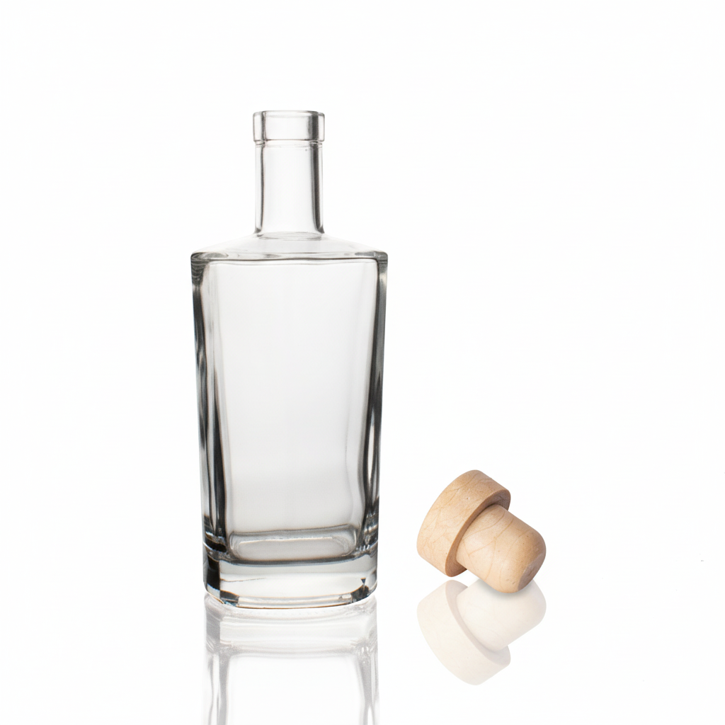 Botella flint 750ml con tapón sintético al lado