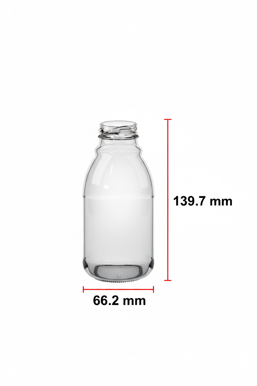 Dimensiones de la botella: 139.7mm de alto x 66.2mm de diámetro