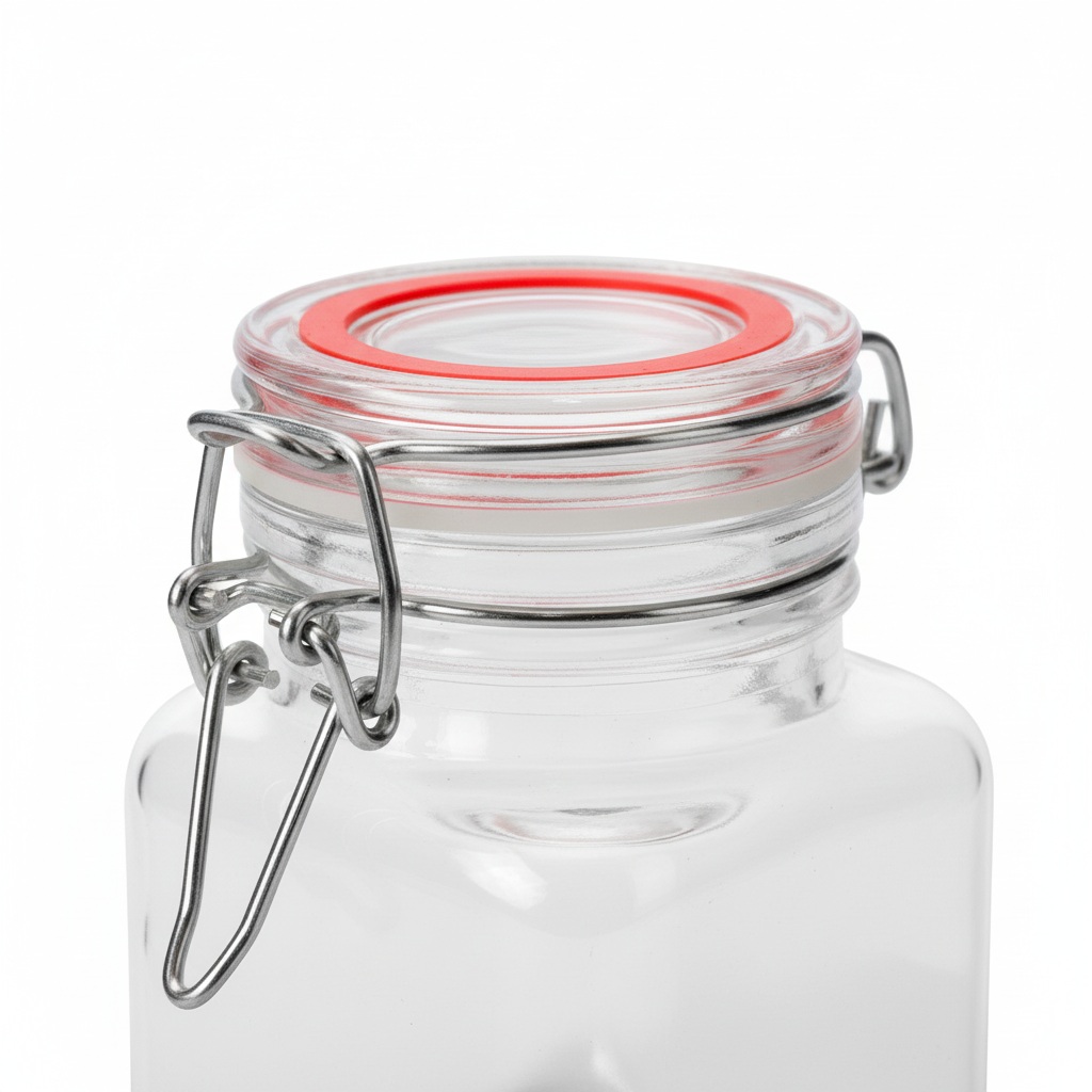 Detalle del mecanismo de cierre tipo clip con empaque