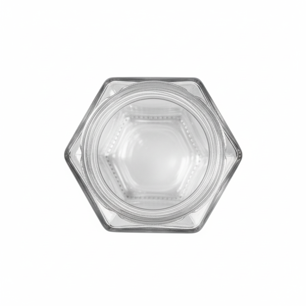 Detalle hexagonal del área de cierre Twist Off 46mm desde arriba