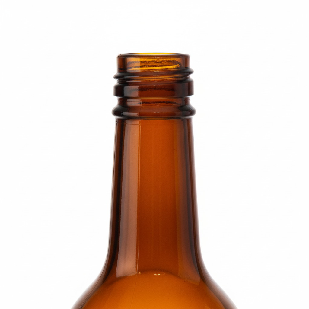 Close-up cuello pilfer B.28 de la botella de vidrio ámbar 2312 750ml