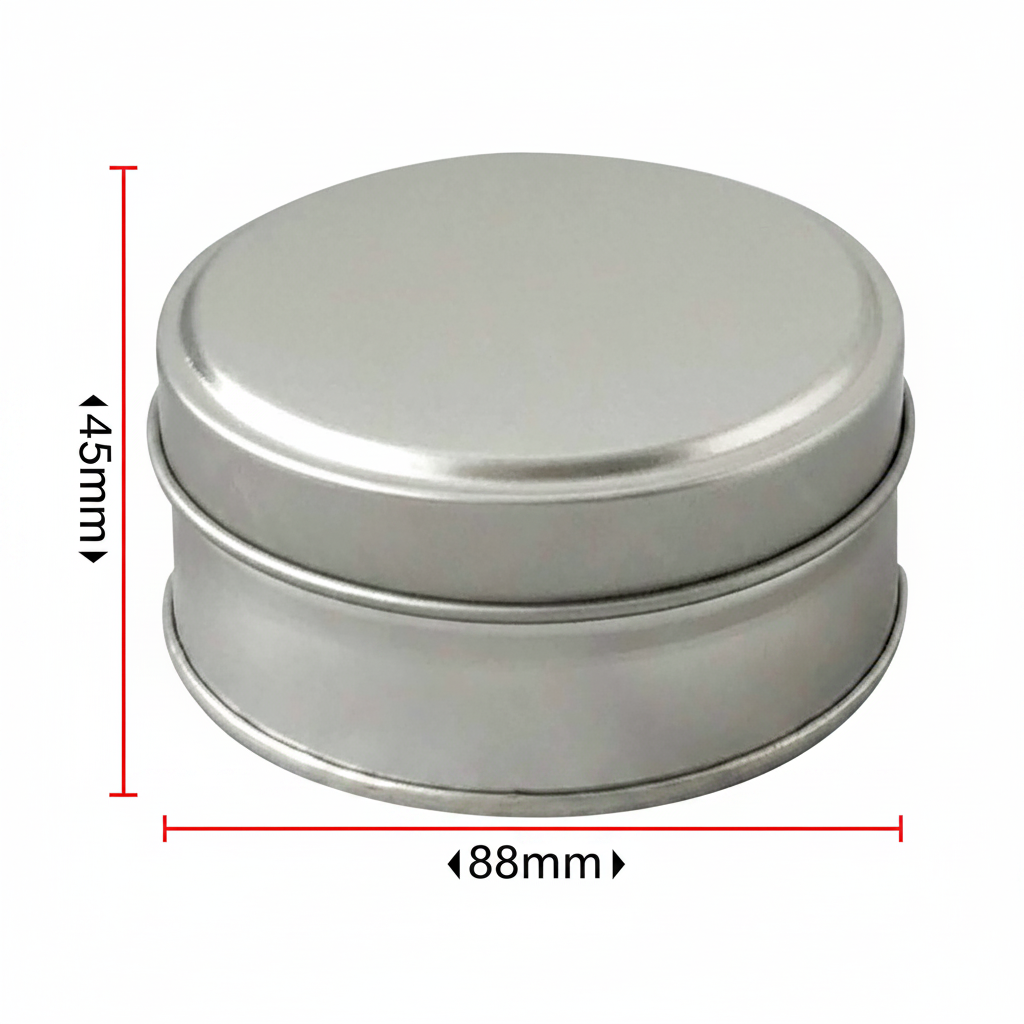 Dimensiones caja metálica: 88 mm diámetro x 45 mm altura
