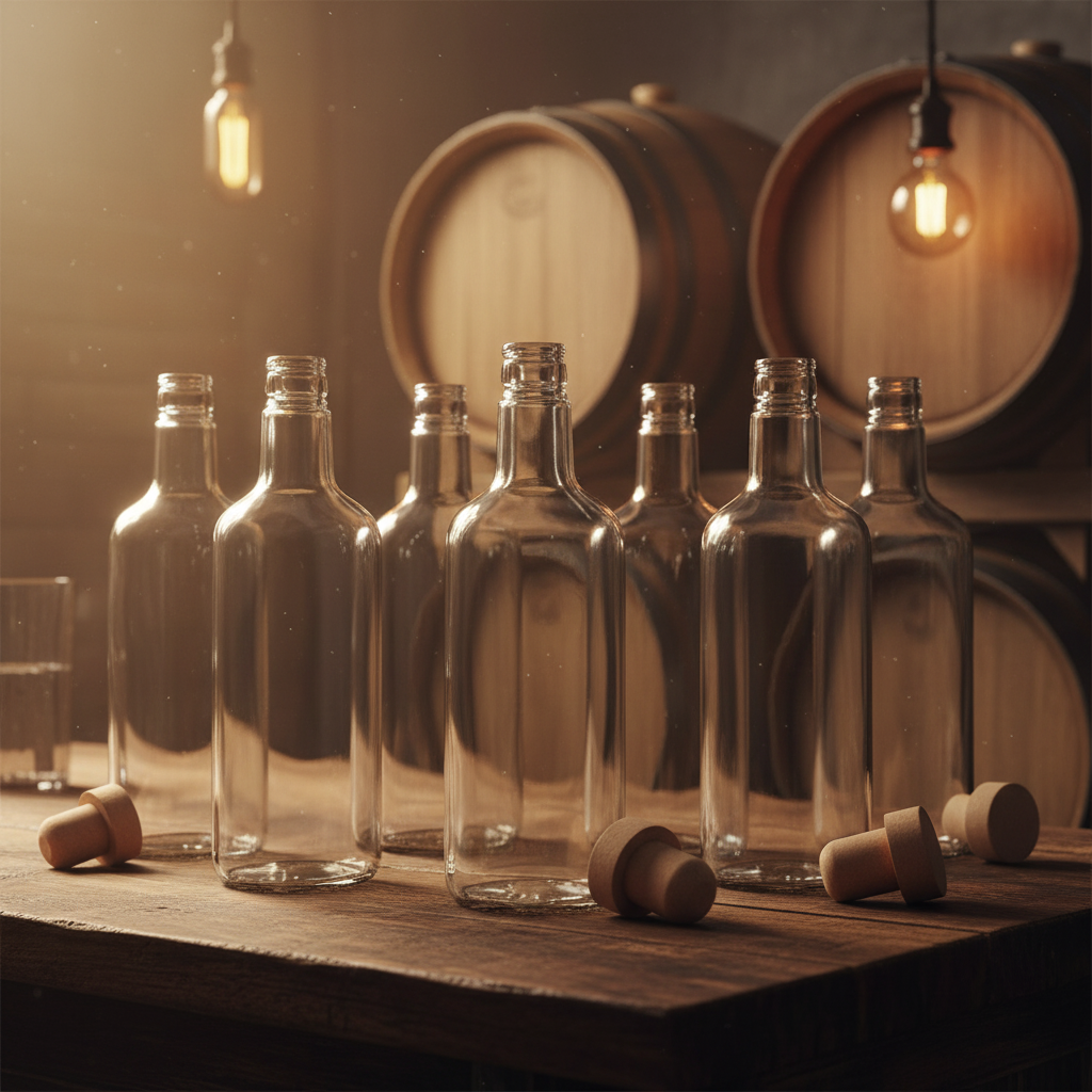 Botellas flint en contexto destilería artesanal