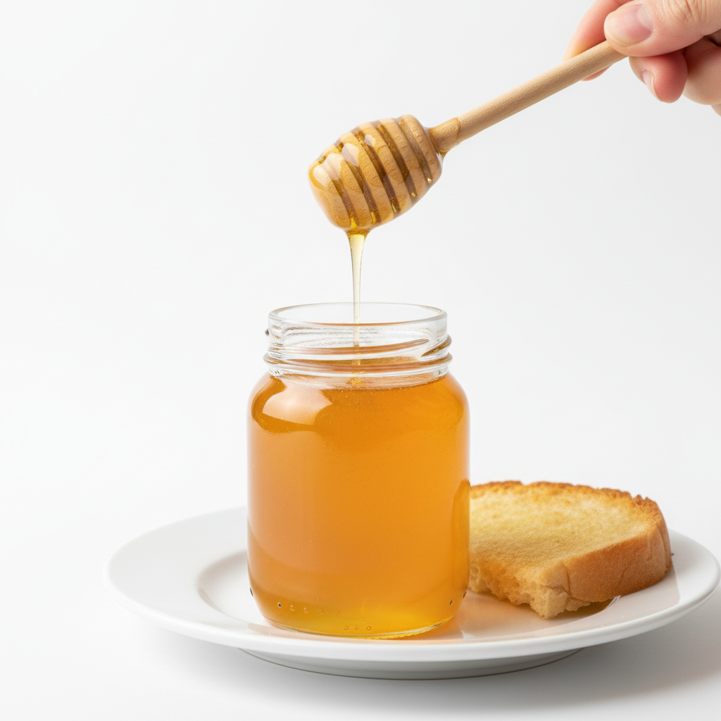 Frasco 105ml con miel mostrando uso final