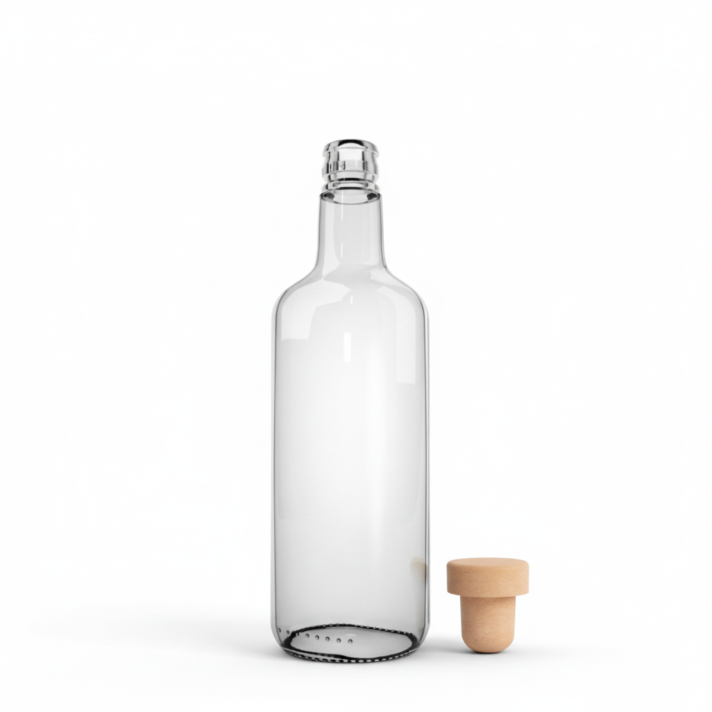 Botella flint 750ml con tapón sintético al lado