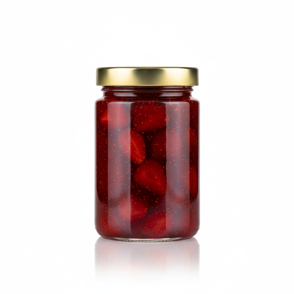 Frasco 380ml con tapa Twist Off dorada y mermelada