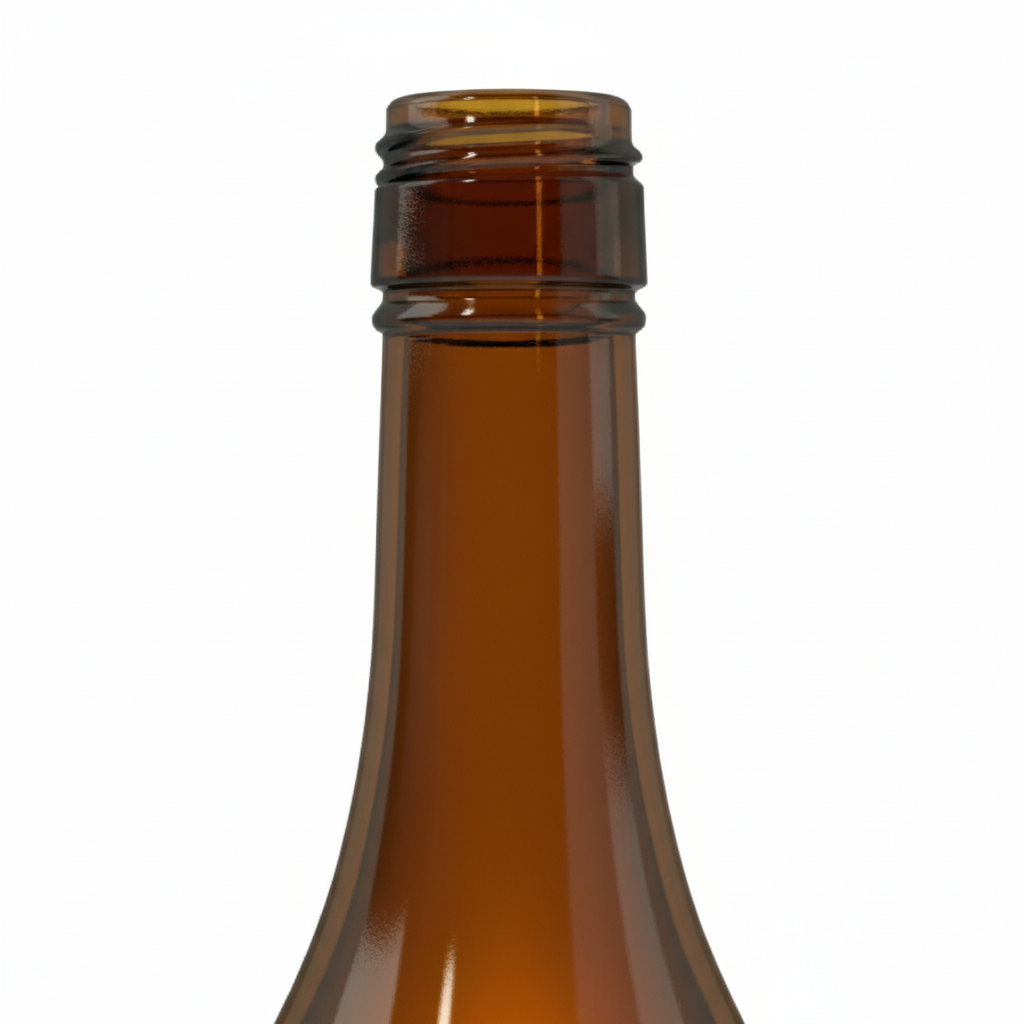 Close-up cierre Pilfer B.28 botella ámbar